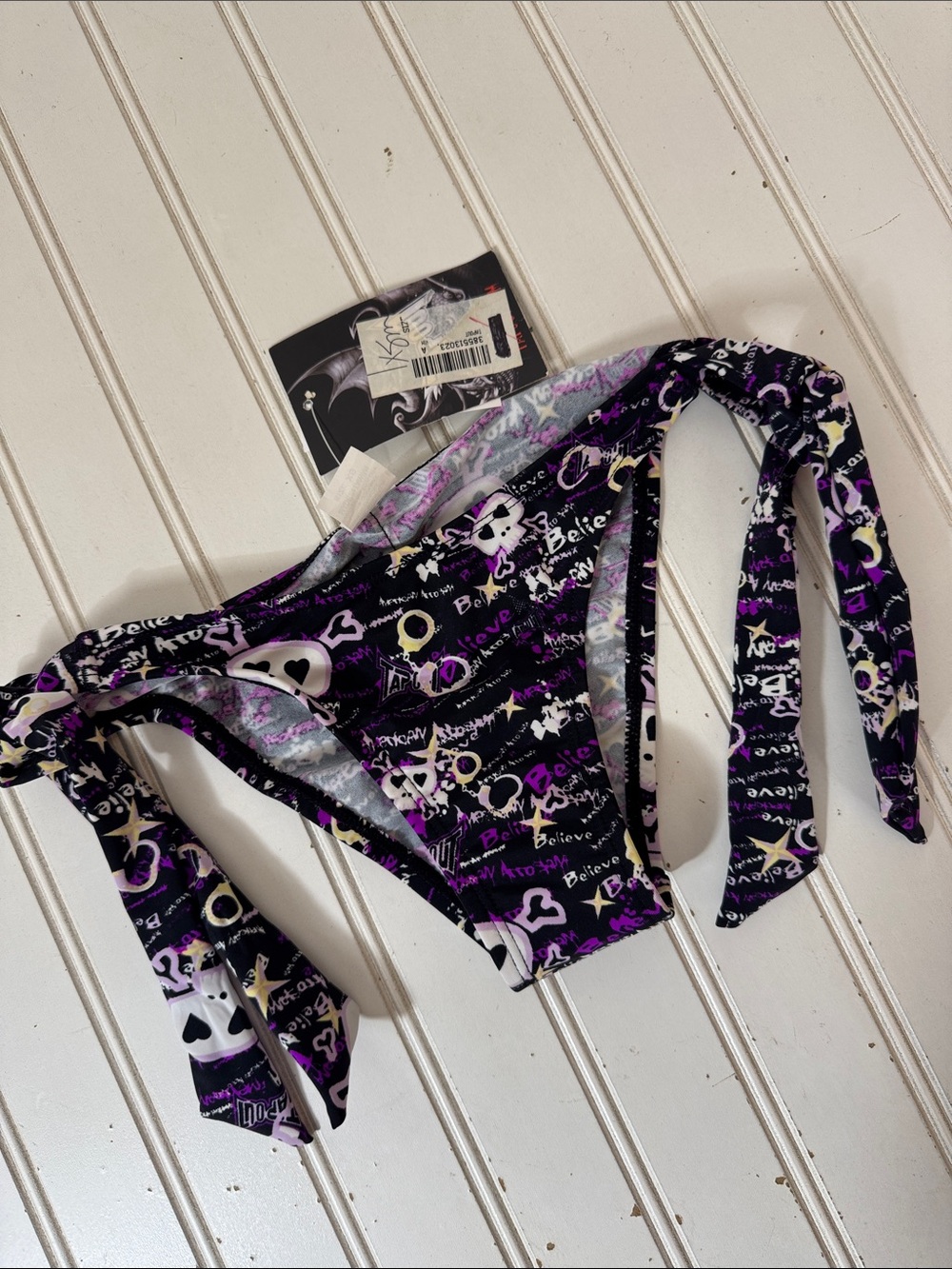Tapout Shattered Bones Bottoms Only Bikini Bottoms Women's XS Black Purple Skull
